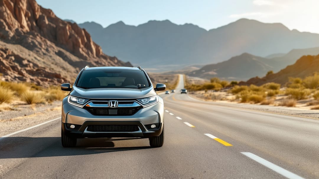 Honda CR-V estacionada en El Paso con las montañas Franklin al fondo mientras se programa una smart key